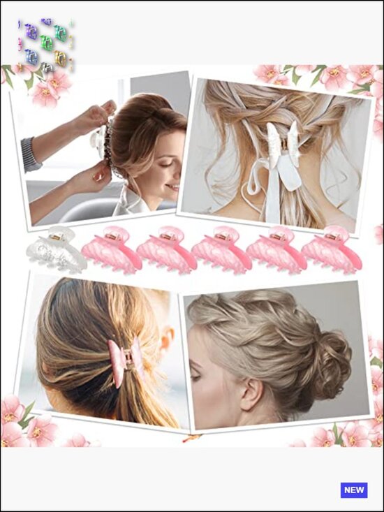 6 Pcs Bride Bridesmaid Acrylic Claw Hair Clip Rhinestone Wedding Party